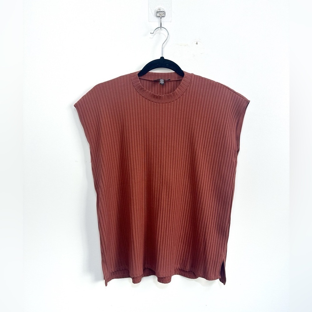 Eileen Fisher Tencel Wide Rib Stretch Shirt Sz Small